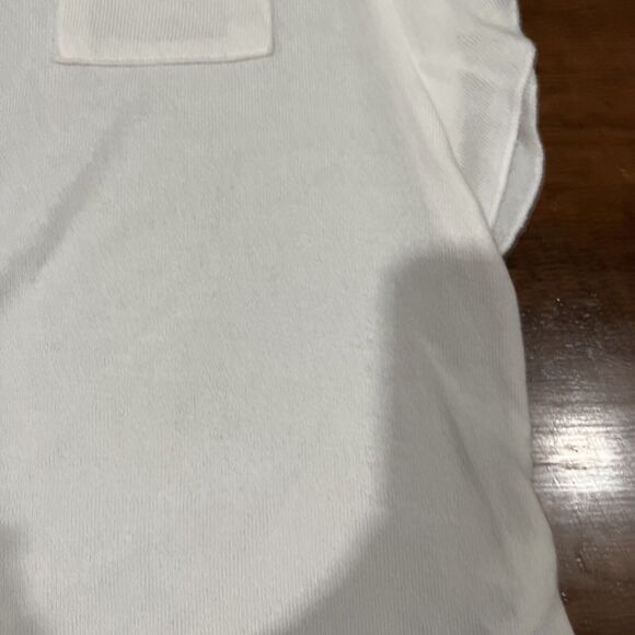 Jun & Ivy Shirt M‎ White Flutter Sleeve Sleeveless Pocket Blouse Classic Preppy - Picture 5 of 13